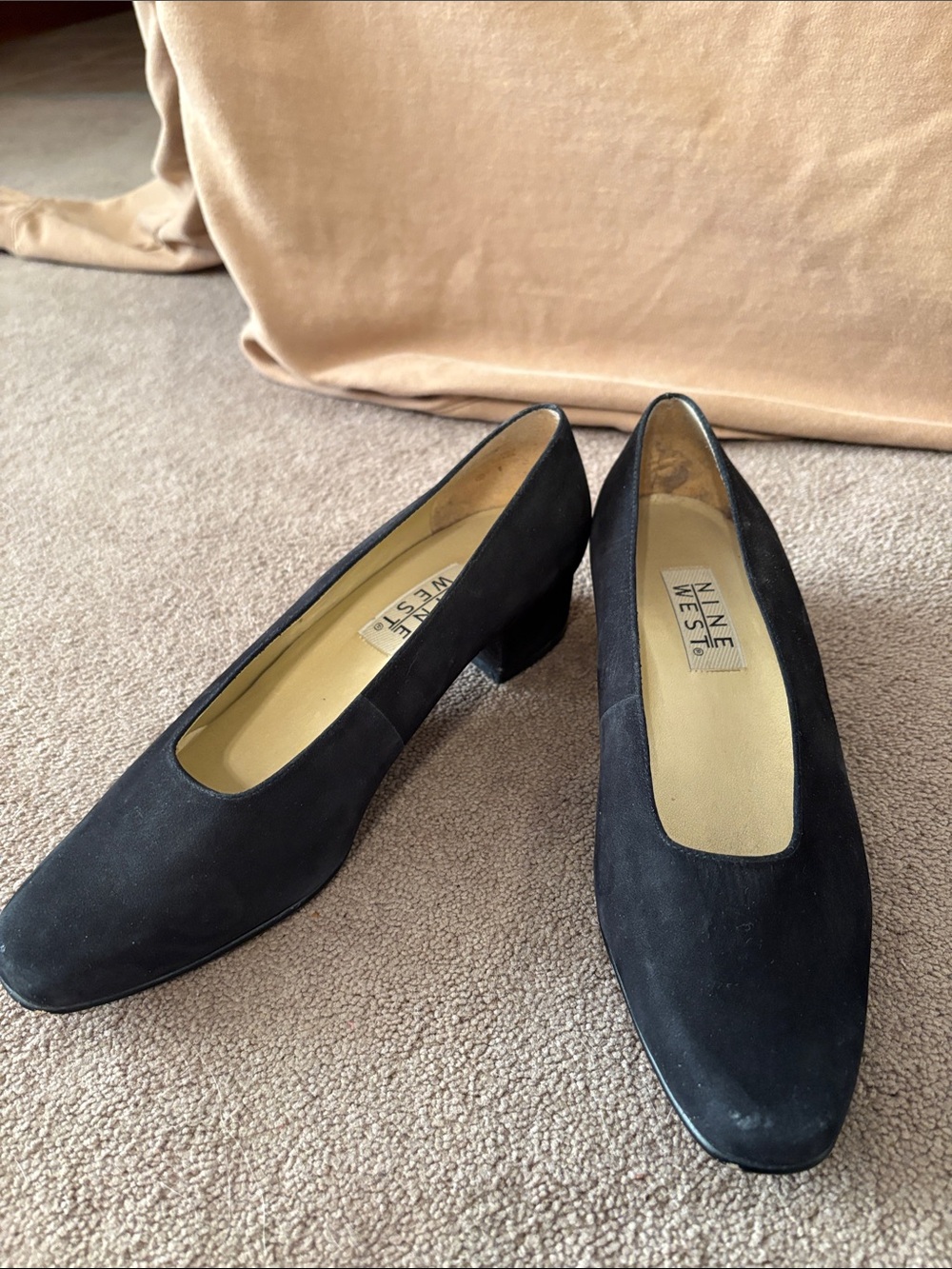 Nine West Black Suede Low Heel Pumps